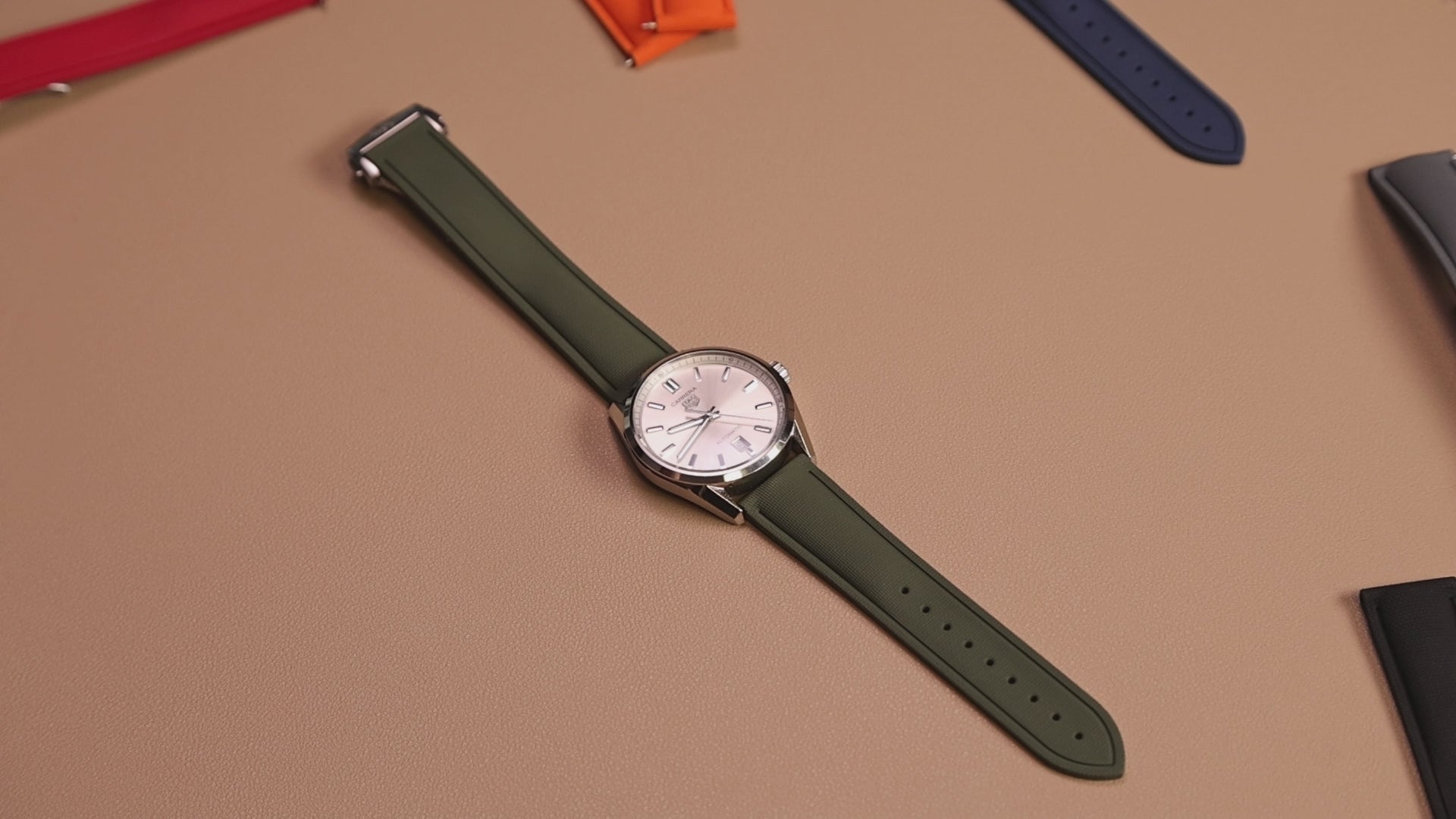 Green Deployant Clasp Rubber Sailcloth Watch Band | WIS Watch Straps