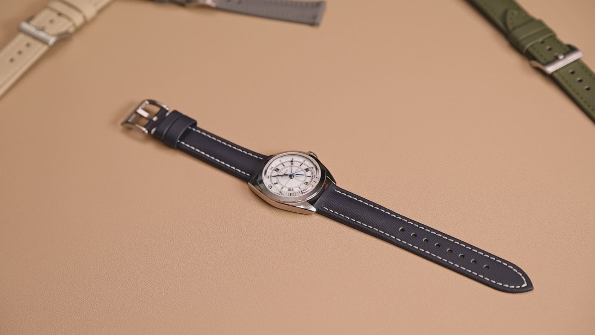 Blue Sailcloth with White Stitching Quick Release Watch Strap | WIS Watch Straps