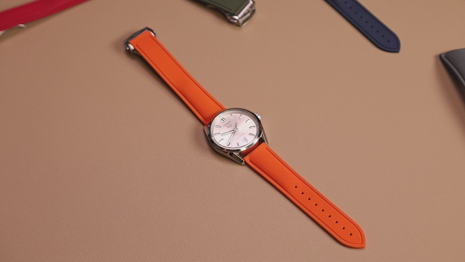 Orange Deployant Clasp Rubber Sailcloth Watch Strap | WIS Watch Straps
