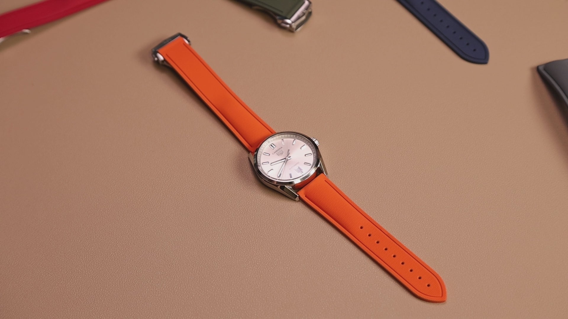 Orange Deployant Clasp Rubber Sailcloth Watch Strap | WIS Watch Straps