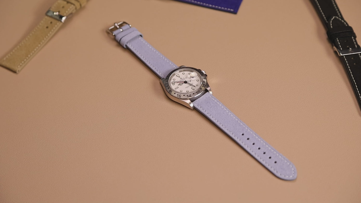 Lilac Purple Suede Calf Leather Watch Strap | WIS Watch Straps
