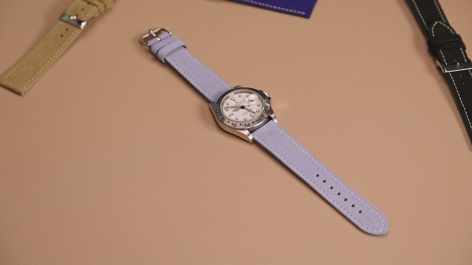 Lilac Purple Suede Calf Leather Watch Strap | WIS Watch Straps