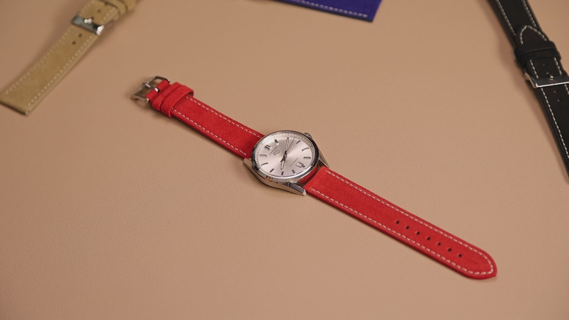 Red Suede Leather Watch Strap | WIS Watch Straps