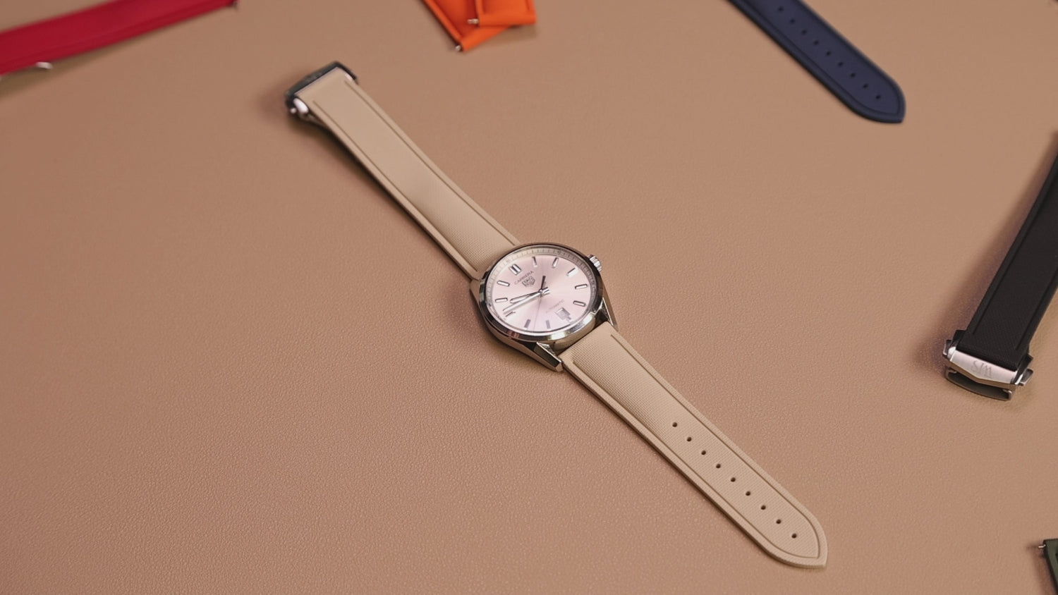 Beige Deployment Clasp Rubber Sailcloth Watch Strap | WIS Watch Straps