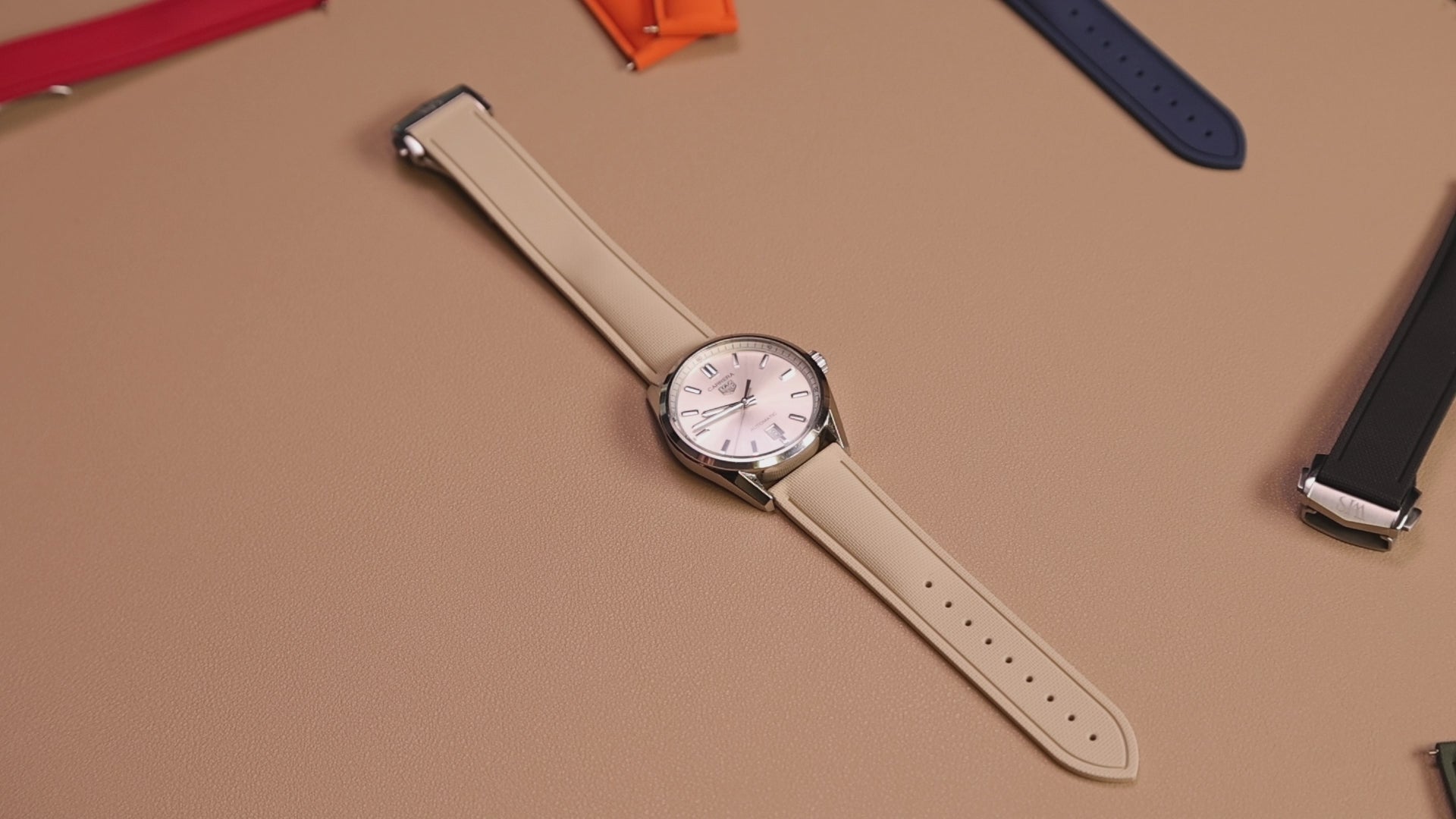 Beige Deployment Clasp Rubber Sailcloth Watch Strap | WIS Watch Straps