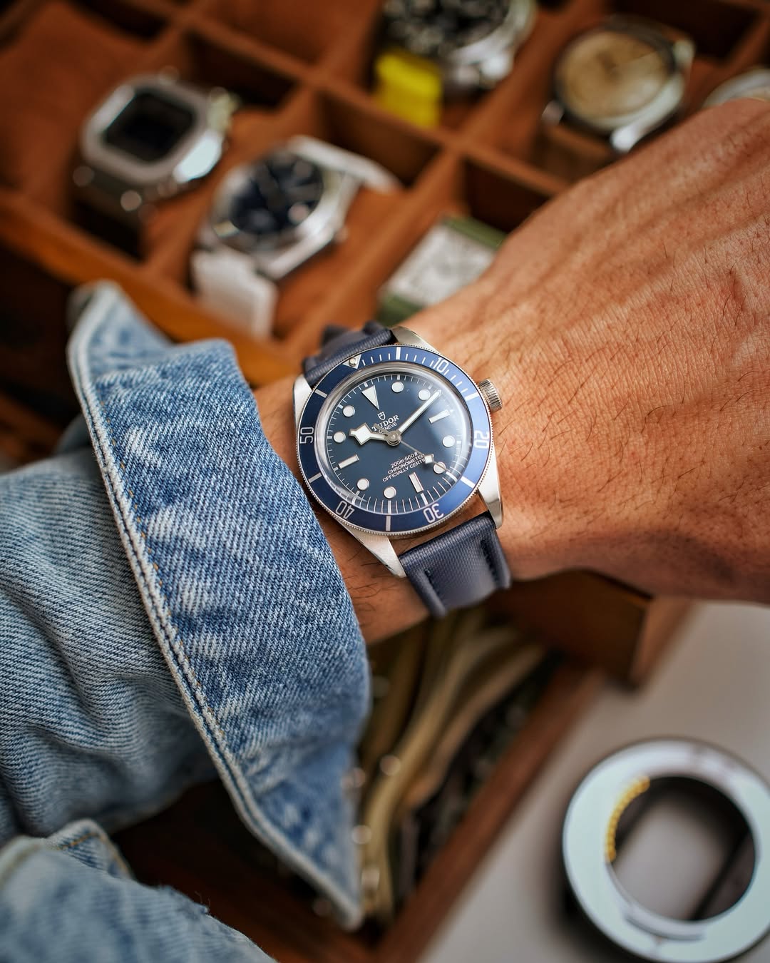 Blue Sailcloth Quick Release Watch Band on Tudor | WIS Watch Straps