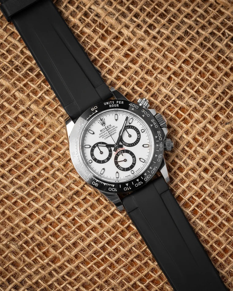Black 20mm Quick Release Rubber Watch Band Rolex Daytona | WIS Straps