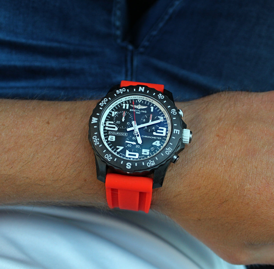 Red Rubber Traditional Watch Band 22mm | WIS Watch Straps
