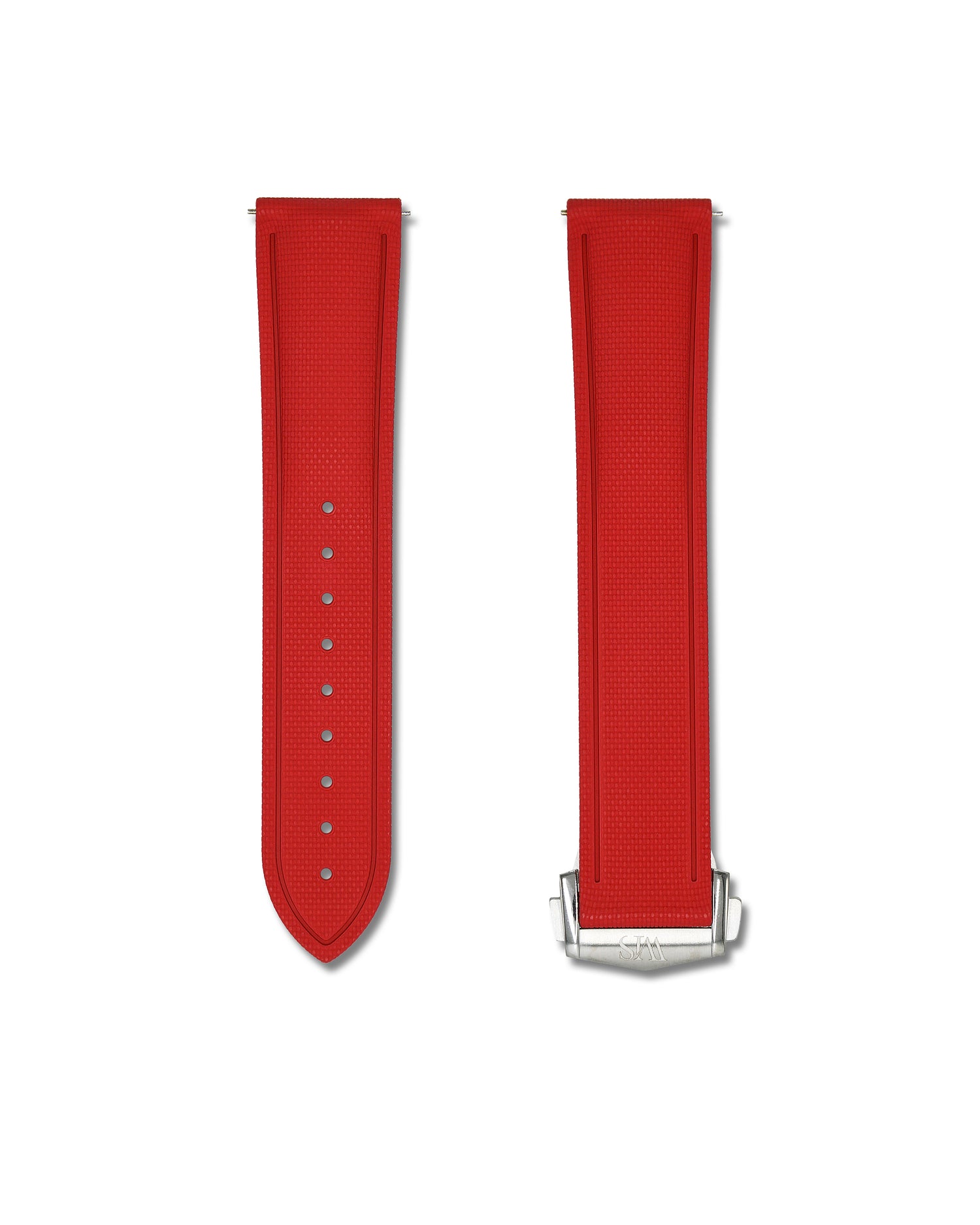 Red Deployant Clasp Sailcloth Rubber Watch Band | WIS Watch Straps