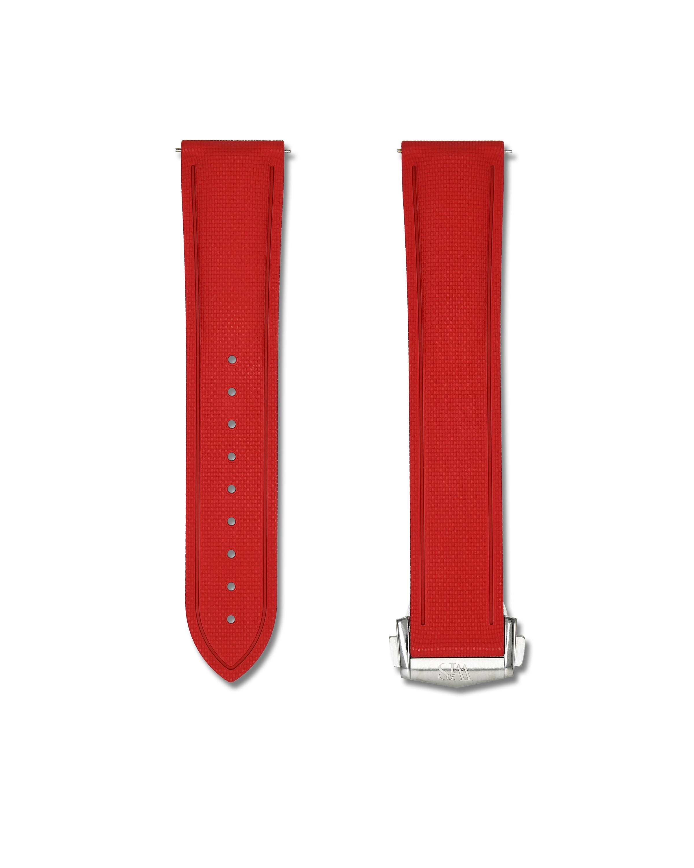 Red Deployant Clasp Sailcloth Rubber Watch Band | WIS Watch Straps