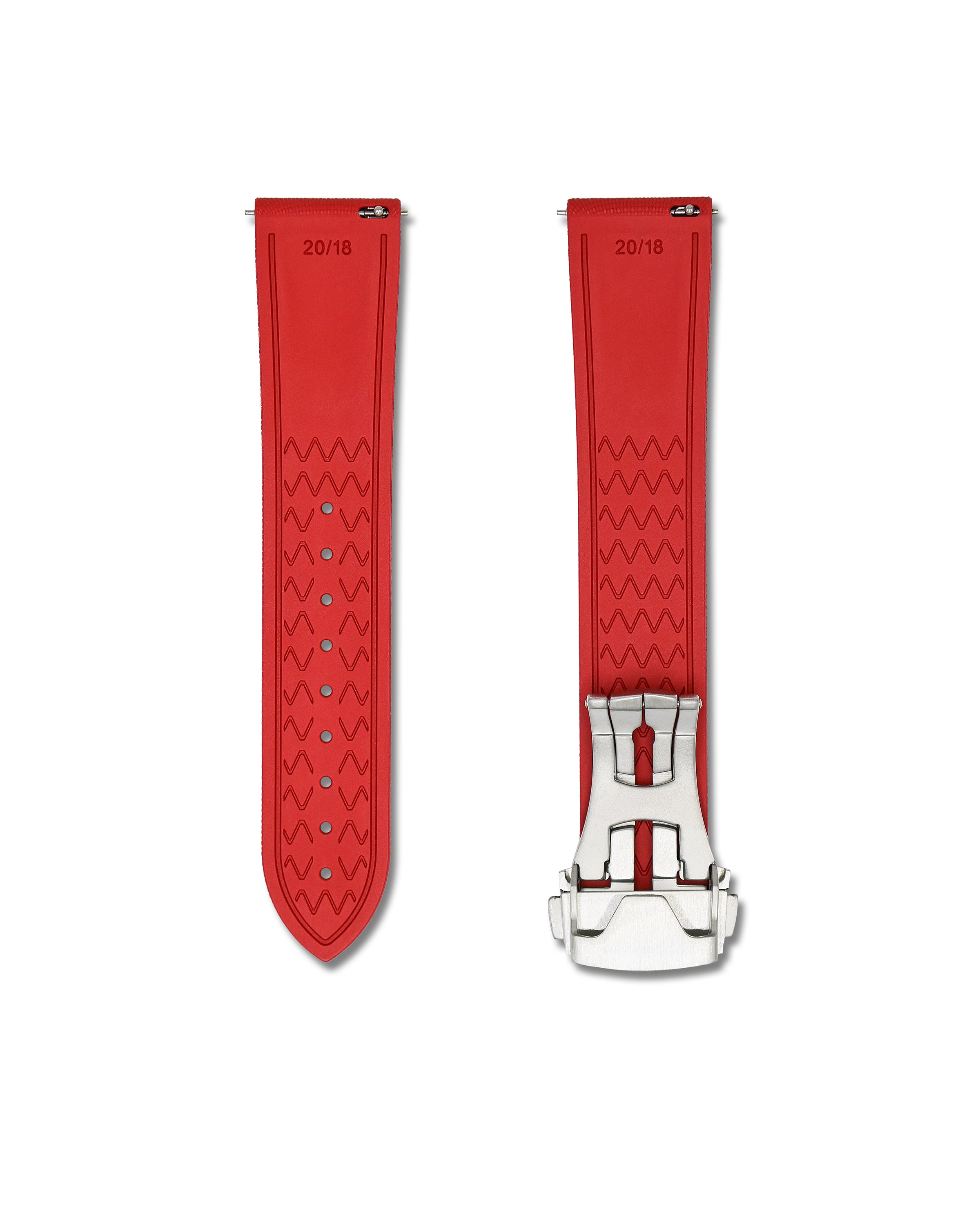 Red Deployant Clasp Quick Release Rubber Sailcloth Strap 20mm