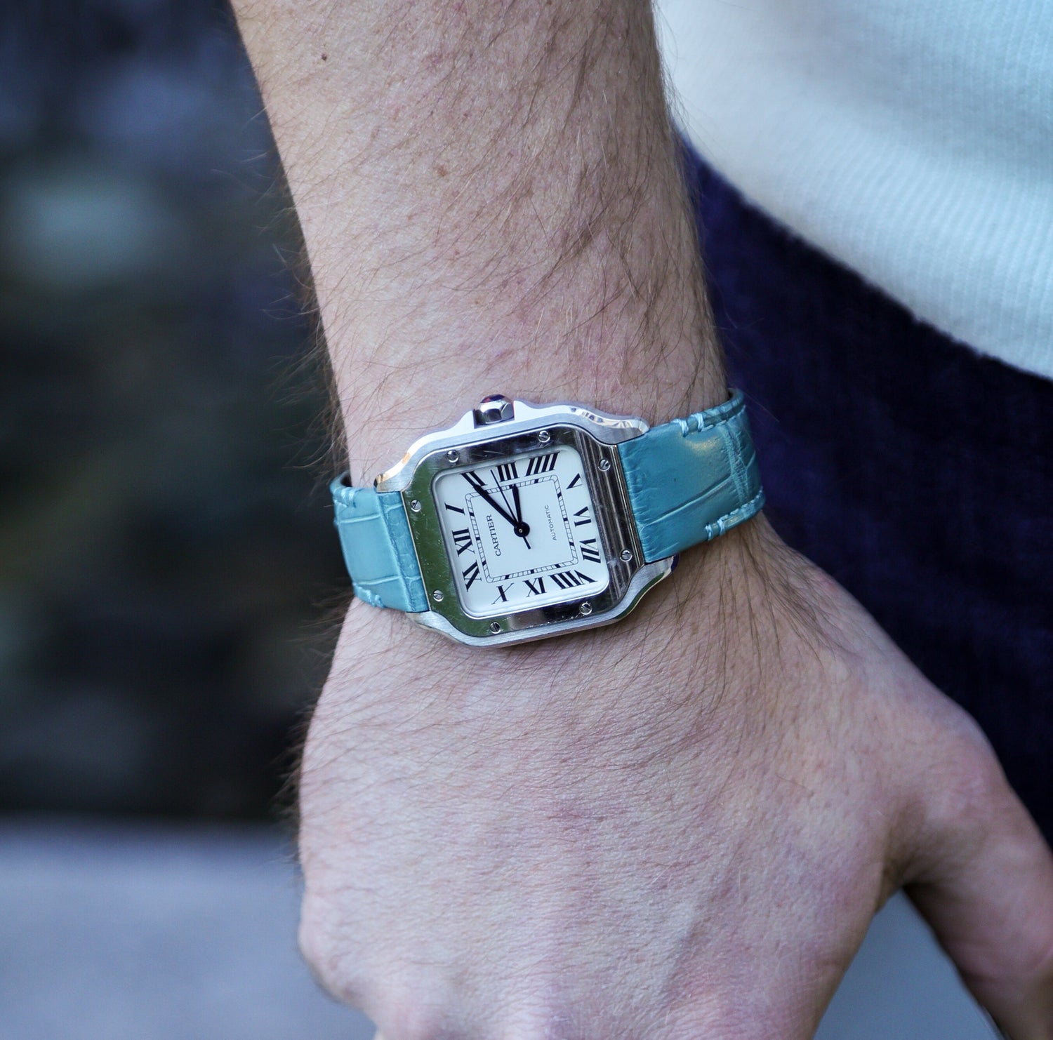 Cartier Santos Turquoise Alligator Leather Quick Release WIS Watch Strap