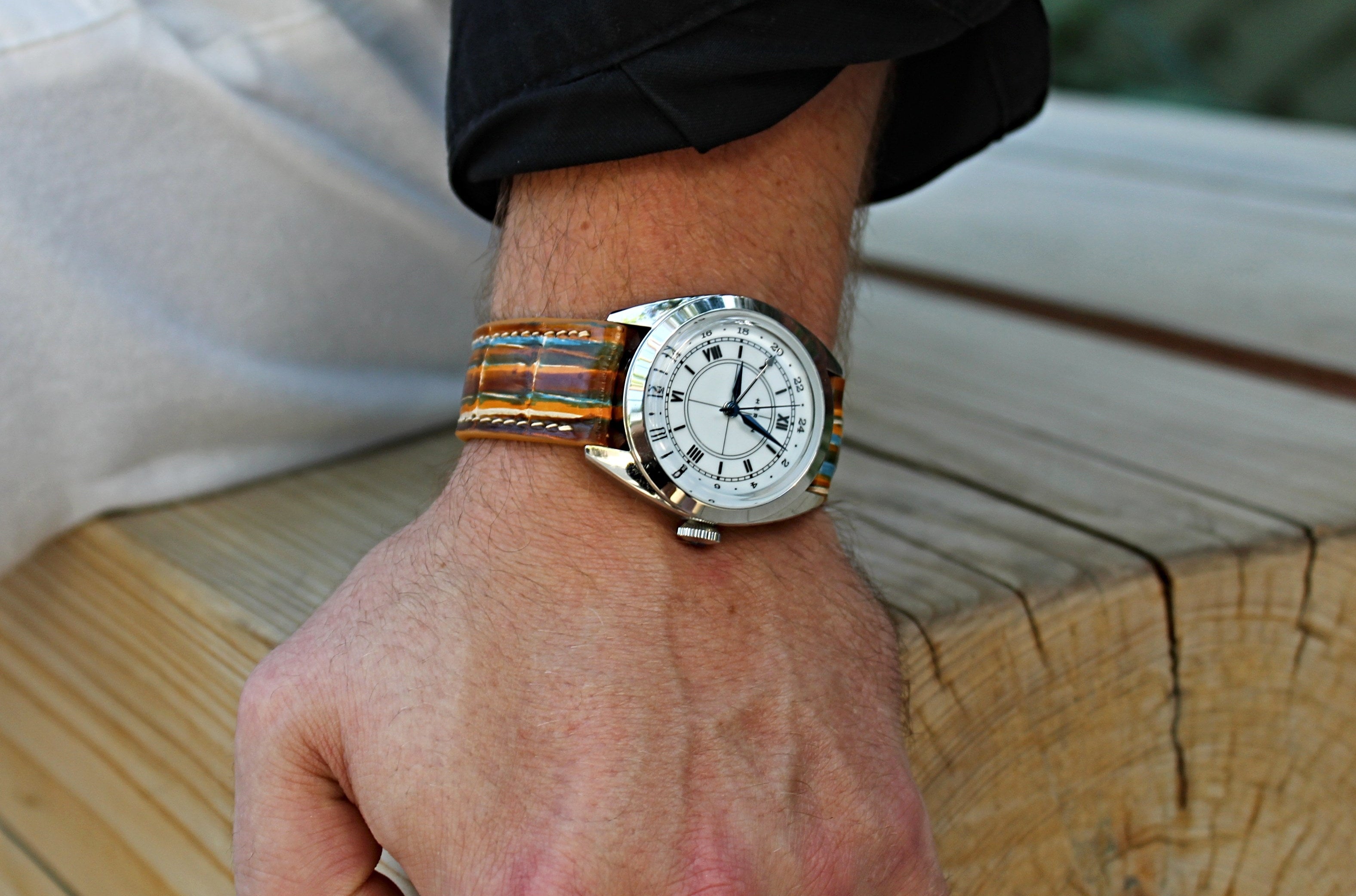 Painted Watch Strap Handmade Alligator Leather | WIS Watch Straps