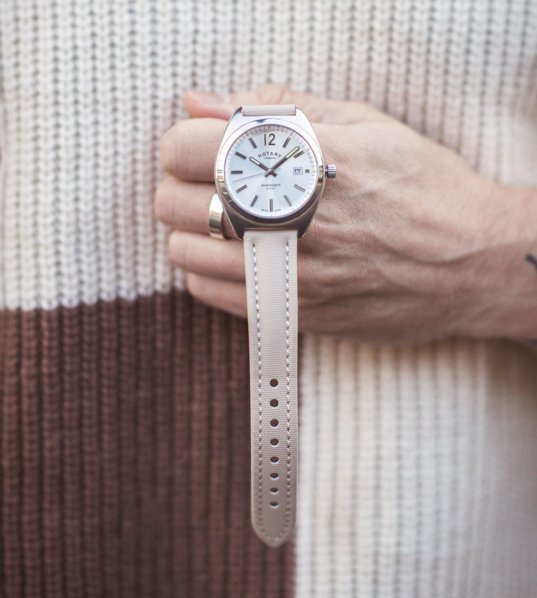 Beige Sailcloth Watch Band 19mm | WIS Watch Straps