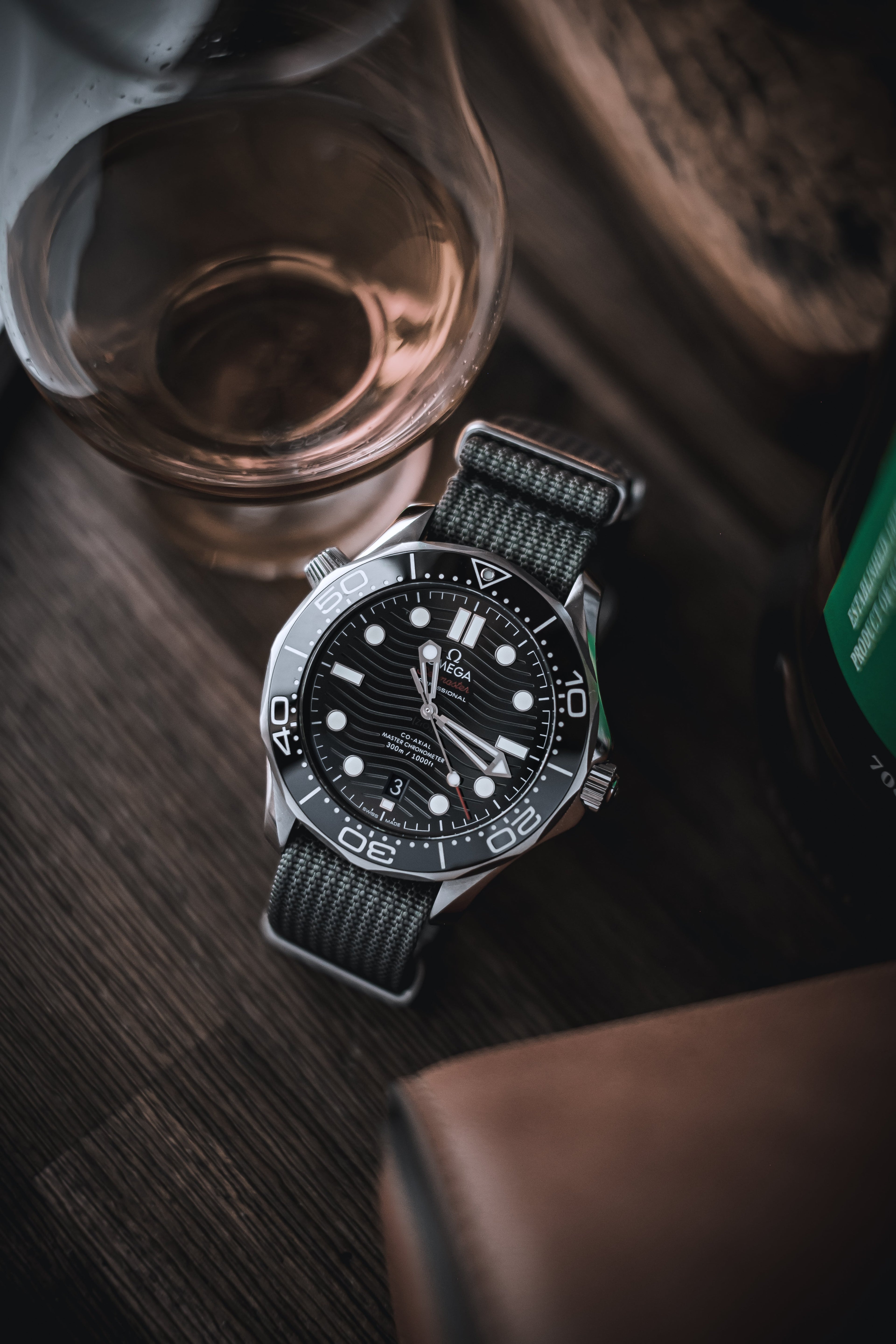 Omega Seamaster on Grey Woven Nylon Watch Strap | WIS