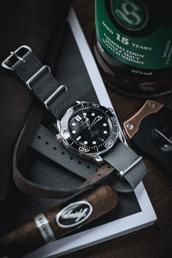 Charcoal Grey - Nato Watch Strap For Omega Seamaster