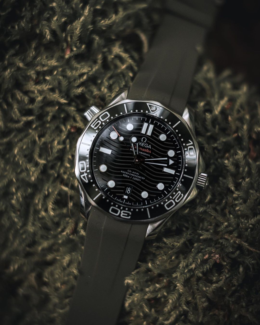 Correa de caucho negra Tuxedo para Omega Seamaster