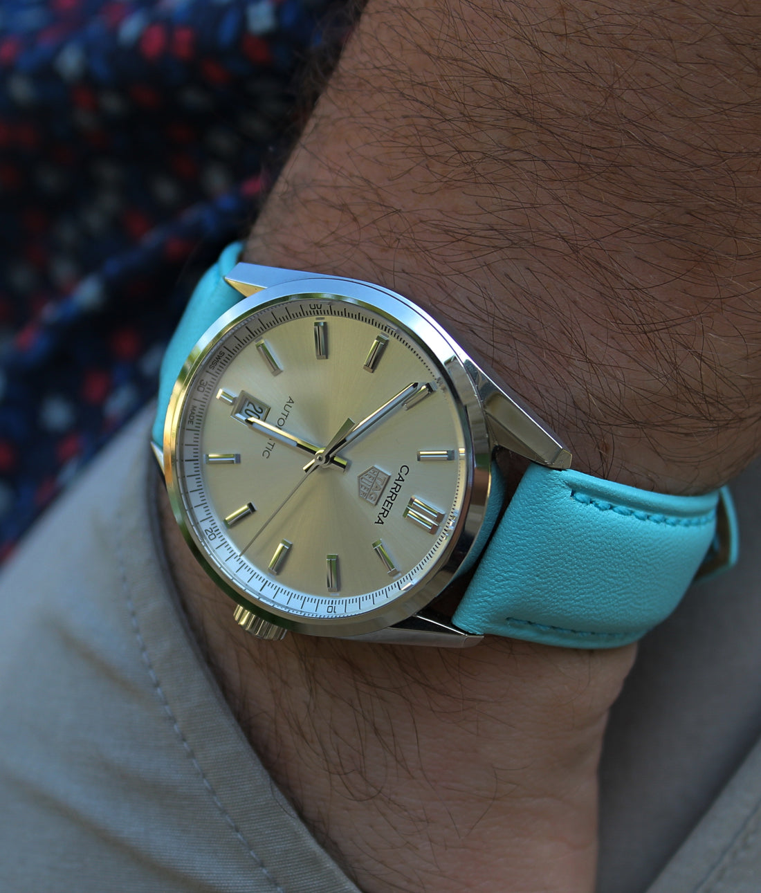 Light Blue Leather Watch Strap 20mm | WIS Watch Straps