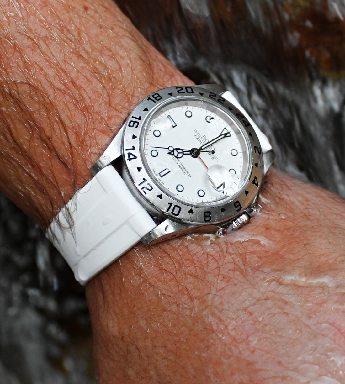 White Rubber Quick Release Rubber Watch Strap for Rolex Explorer | WIS Watch Straps