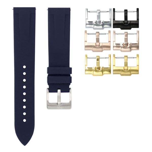 MARINE BLUE - QUICK RELEASE RUBBER WATCH STRAP FOR LONGINES CONQUEST V.H.P