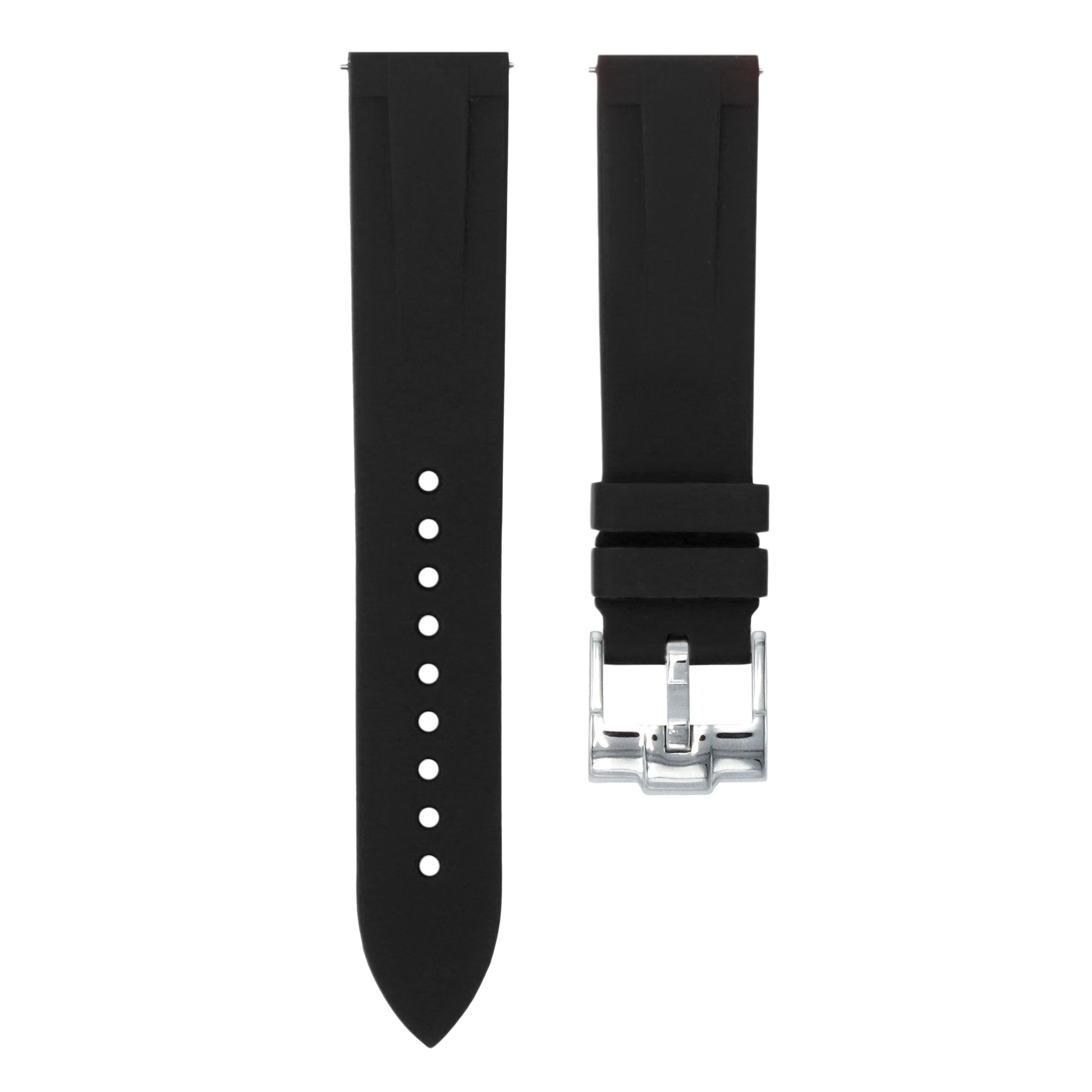 Tuxedo Black - Quick Release Rubber Watch Strap for TAG Heuer Carrera