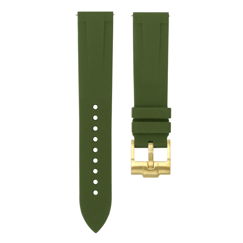 OLIVE GREEN - QUICK RELEASE RUBBER WATCH STRAP FOR LONGINES RECORD COLLECTION