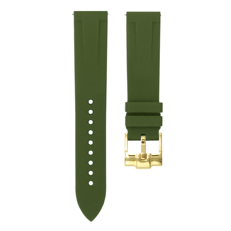 OLIVE GREEN - QUICK RELEASE RUBBER WATCH STRAP FOR LONGINES 1832