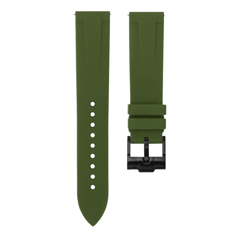 OLIVE GREEN - QUICK RELEASE RUBBER WATCH STRAP FOR LONGINES ELEGANT COLLECTION