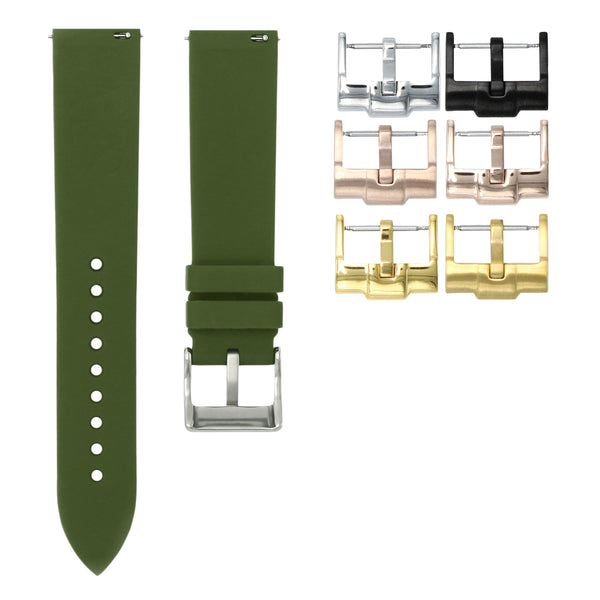 OLIVE GREEN - QUICK RELEASE RUBBER WATCH STRAP FOR LONGINES CONQUEST V.H.P