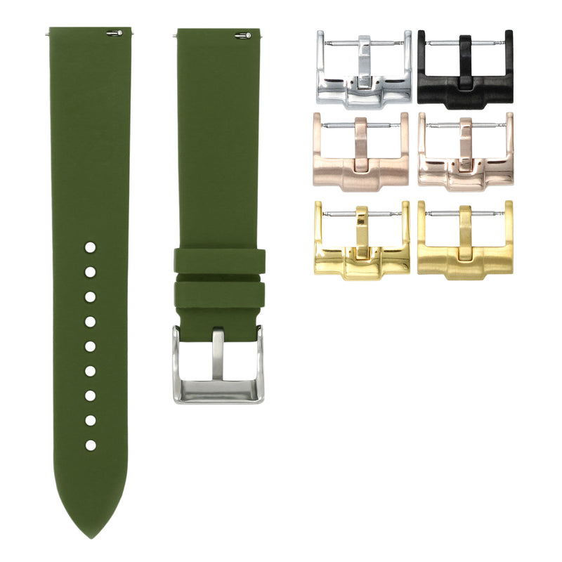 OLIVE GREEN - QUICK RELEASE RUBBER WATCH STRAP FOR ZENITH CHRONOMASTER