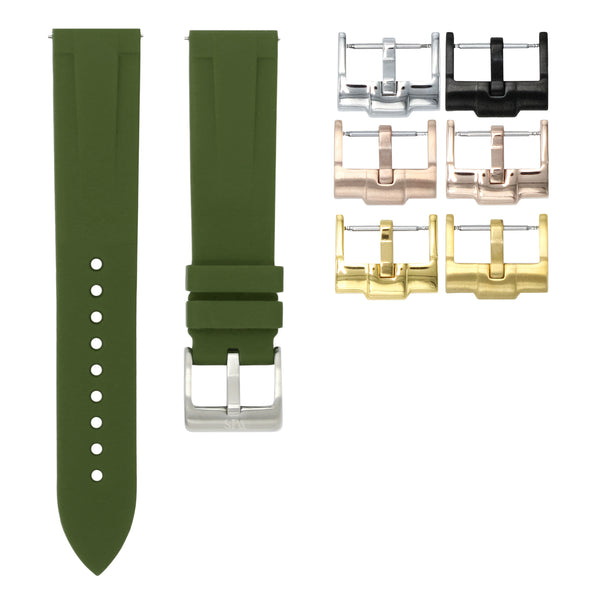OLIVE GREEN - QUICK RELEASE RUBBER WATCH STRAP FOR OMEGA X SWATCH MOONSWATCH