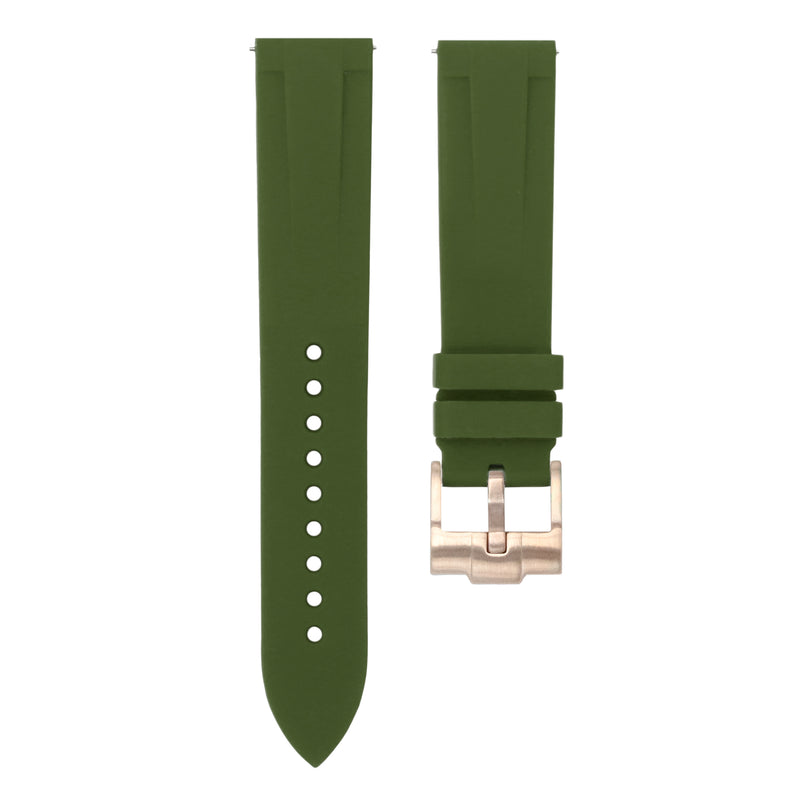 OLIVE GREEN - QUICK RELEASE RUBBER WATCH STRAP FOR ZENITH CHRONOMASTER