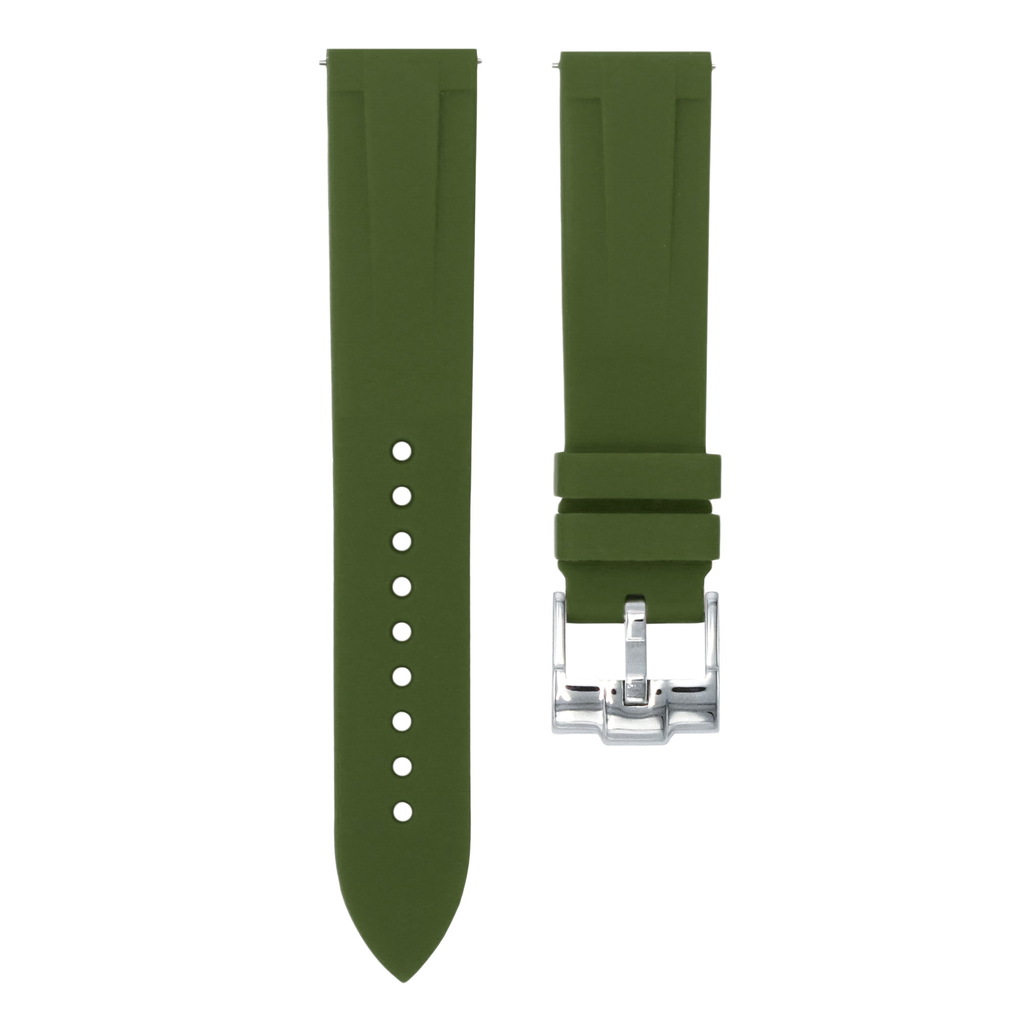 Olive Green - Quick Release Rubber Watch Strap For Longines Avigation Bigeye