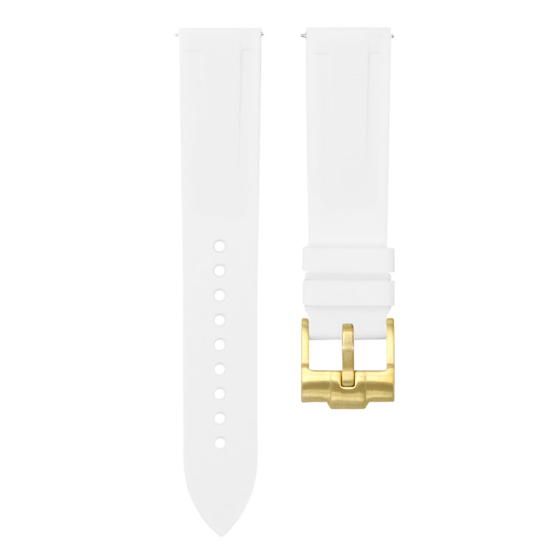 POLAR WHITE - QUICK RELEASE RUBBER WATCH STRAP FOR OMEGA SPEEDMASTER