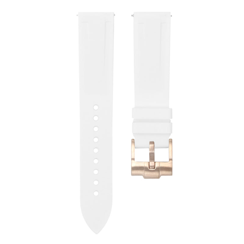 POLAR WHITE - QUICK RELEASE RUBBER WATCH STRAP FOR ZENITH CHRONOMASTER