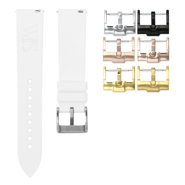 POLAR WHITE - QUICK RELEASE RUBBER WATCH STRAP FOR LONGINES 1832