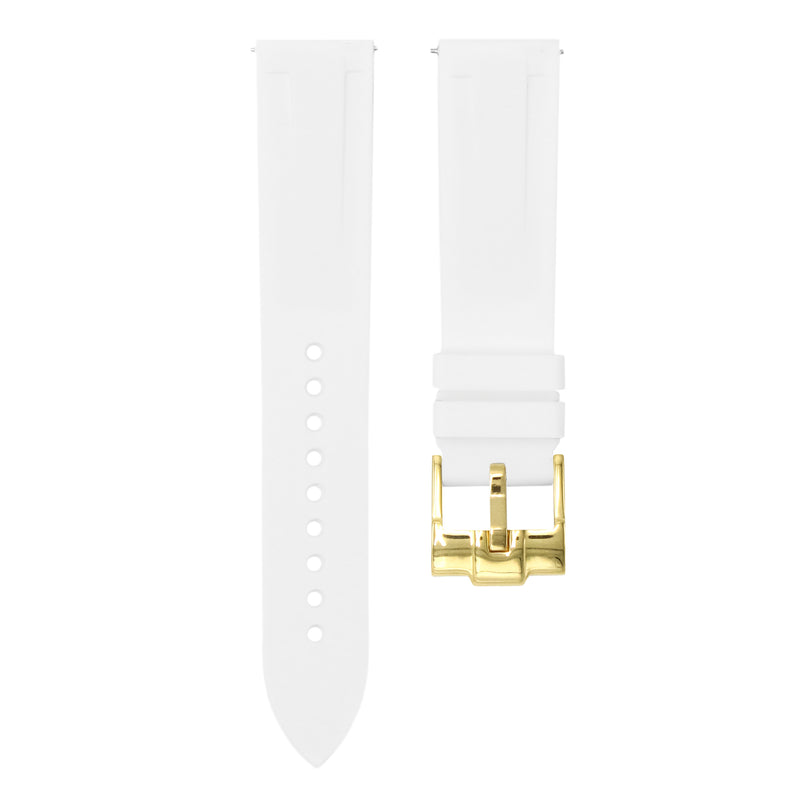 POLAR WHITE - QUICK RELEASE RUBBER WATCH STRAP FOR LONGINES RECORD COLLECTION