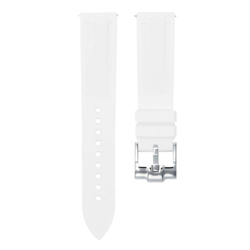 POLAR WHITE - QUICK RELEASE RUBBER WATCH STRAP FOR ZENITH CHRONOMASTER