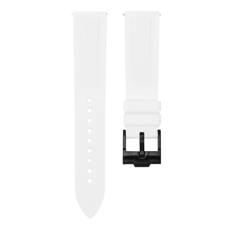 POLAR WHITE - QUICK RELEASE RUBBER WATCH STRAP FOR OMEGA SPEEDMASTER