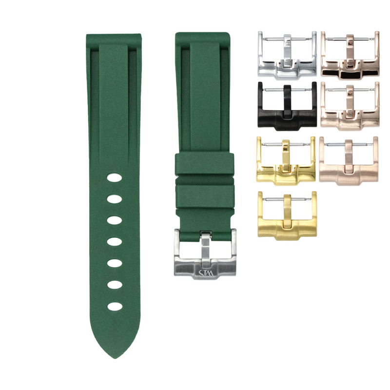 FOREST GREEN - RUBBER WATCH STRAP FOR LONGINES CONQUEST V.H.P