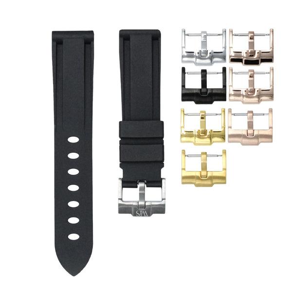 TUXEDO BLACK - RUBBER WATCH STRAP FOR LONGINES ELEGANT COLLECTION