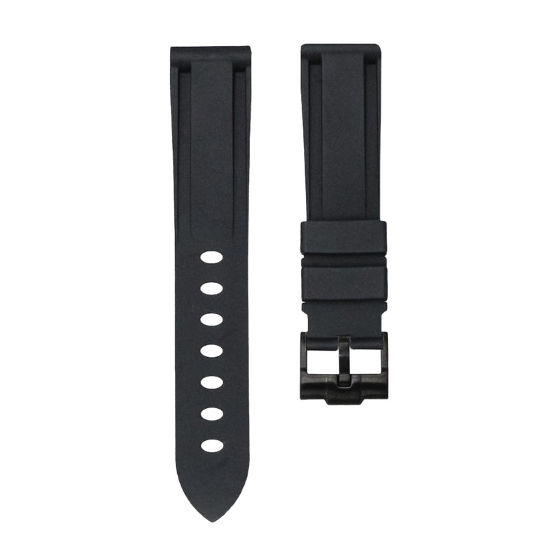 TUXEDO BLACK - RUBBER WATCH STRAP FOR TAG HEUER AQUARACER