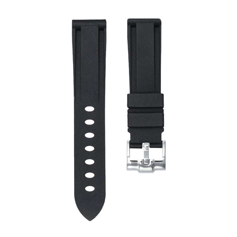 TUXEDO BLACK - RUBBER WATCH STRAP FOR LONGINES CONQUEST V.H.P