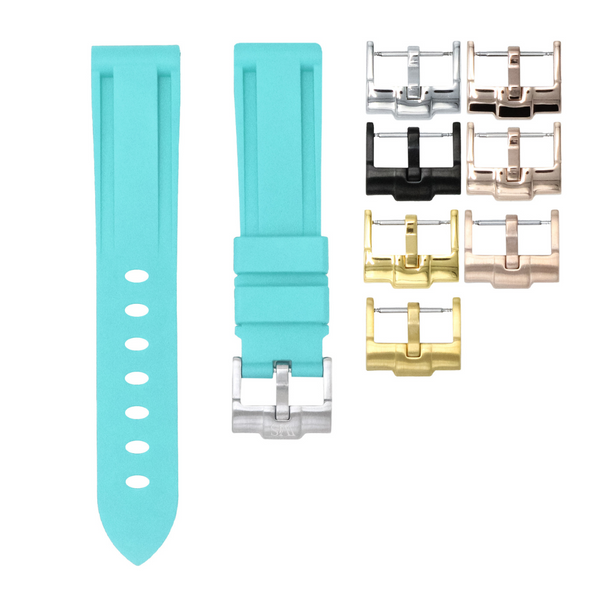 GLACIER BLUE - RUBBER WATCH STRAP FOR LONGINES RECORD COLLECTION