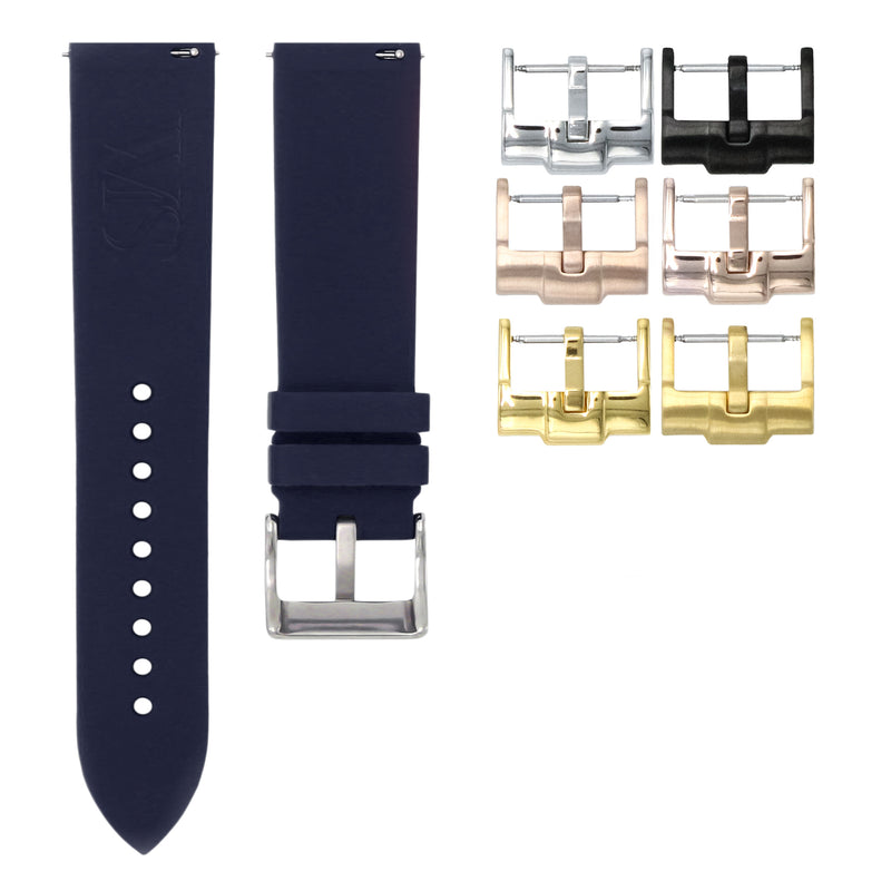 MARINE BLUE - QUICK RELEASE RUBBER WATCH STRAP FOR LONGINES ELEGANT COLLECTION