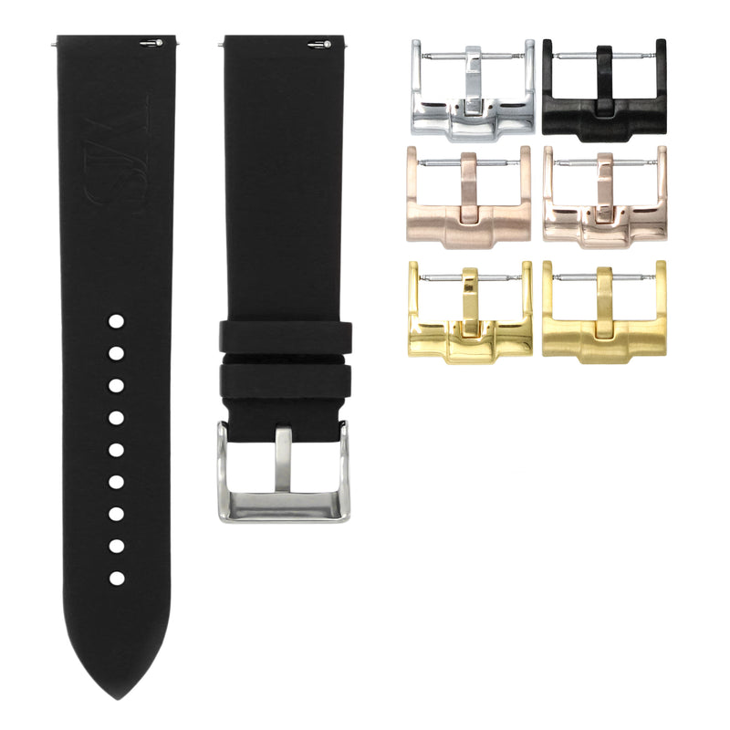 Tuxedo Black - Quick Release Rubber Watch Strap for Longines Conquest V.H.P