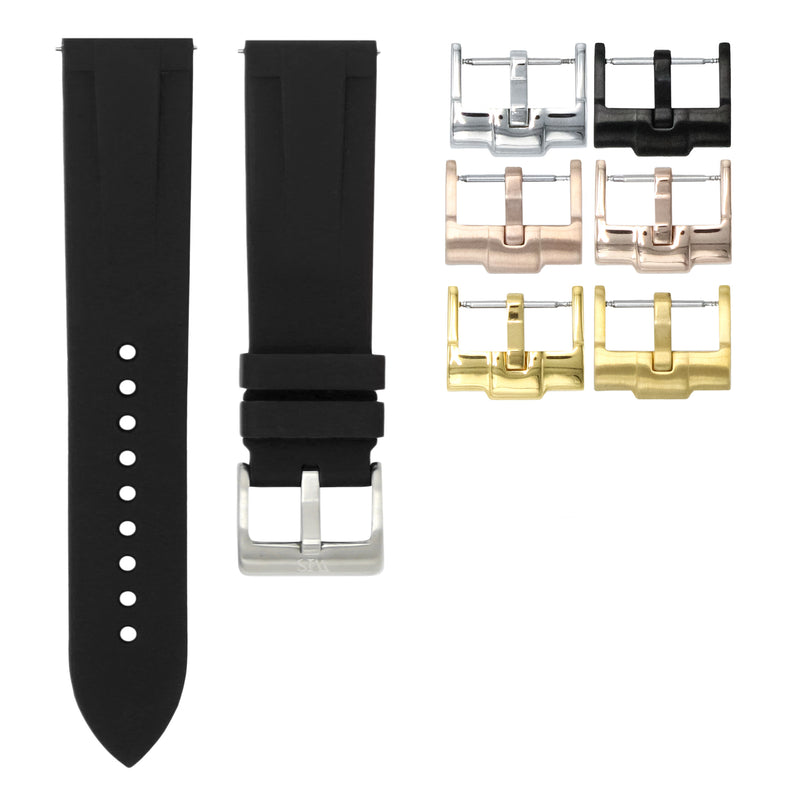 Tuxedo Black - Quick Release Rubber Watch Strap for TAG Heuer Carrera