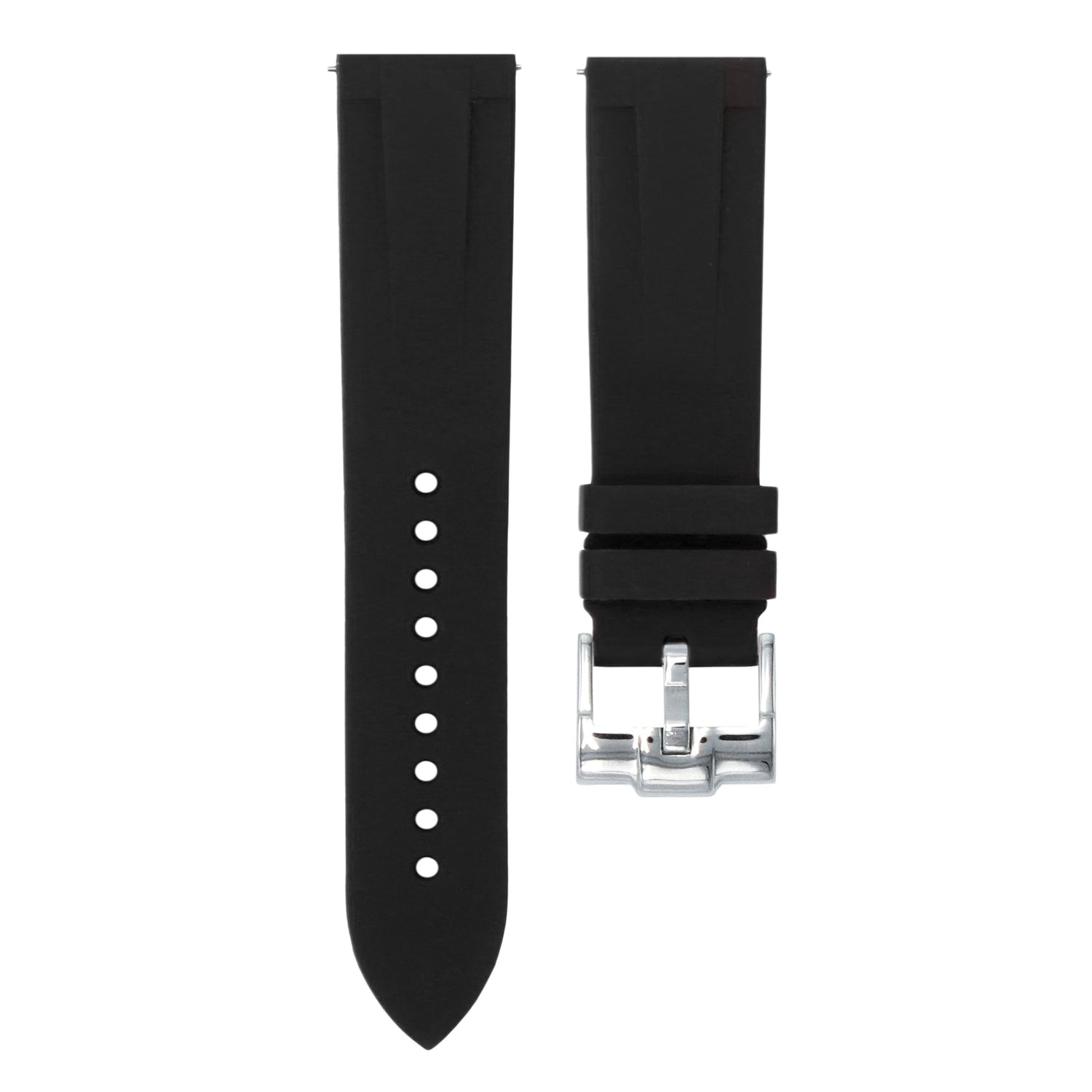 Tuxedo Black - Quick Release Rubber Watch Strap For Baume &amp; Mercier Capeland Classima