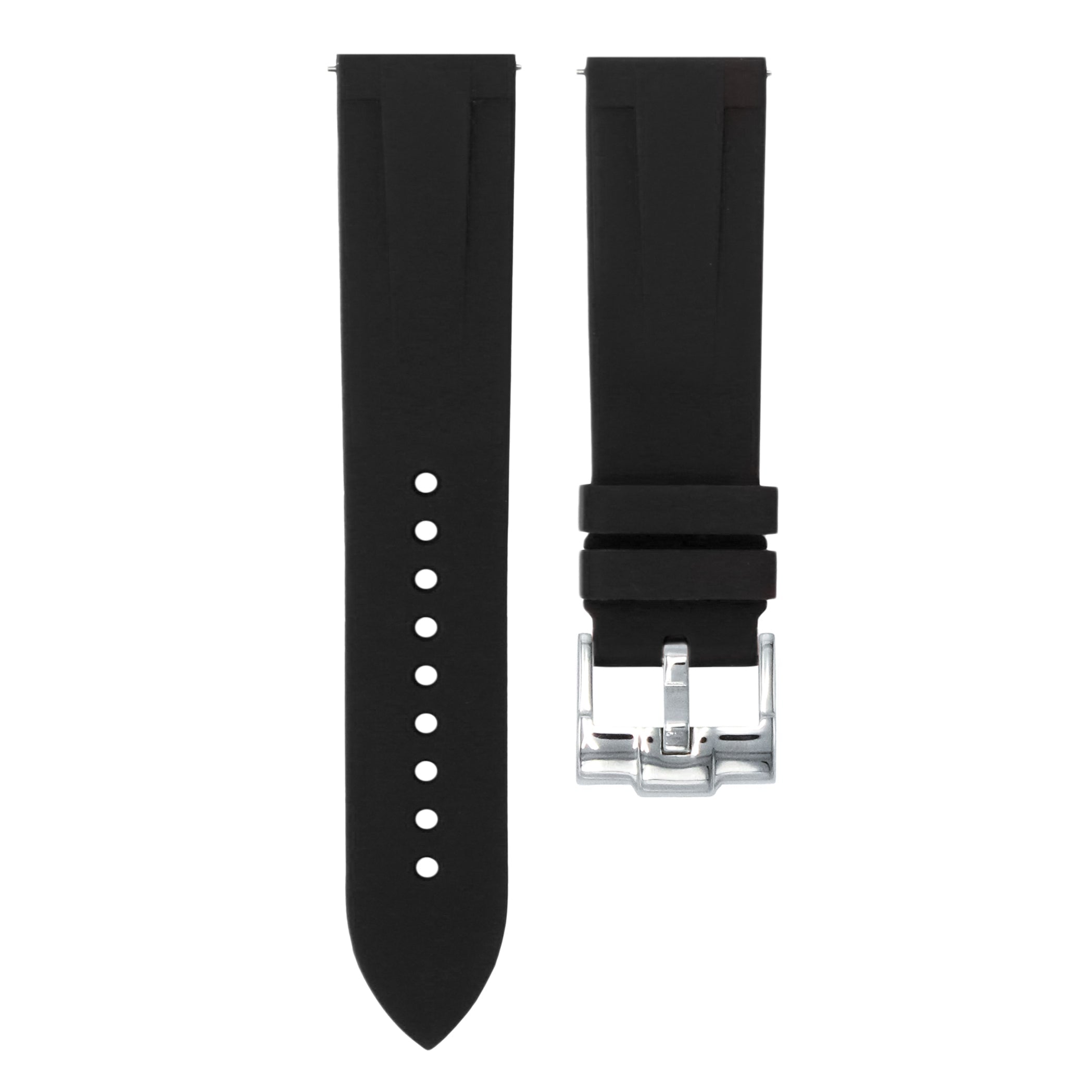 Tuxedo Black - Quick Release Rubber Watch Strap For Baume &amp; Mercier Capeland Classima