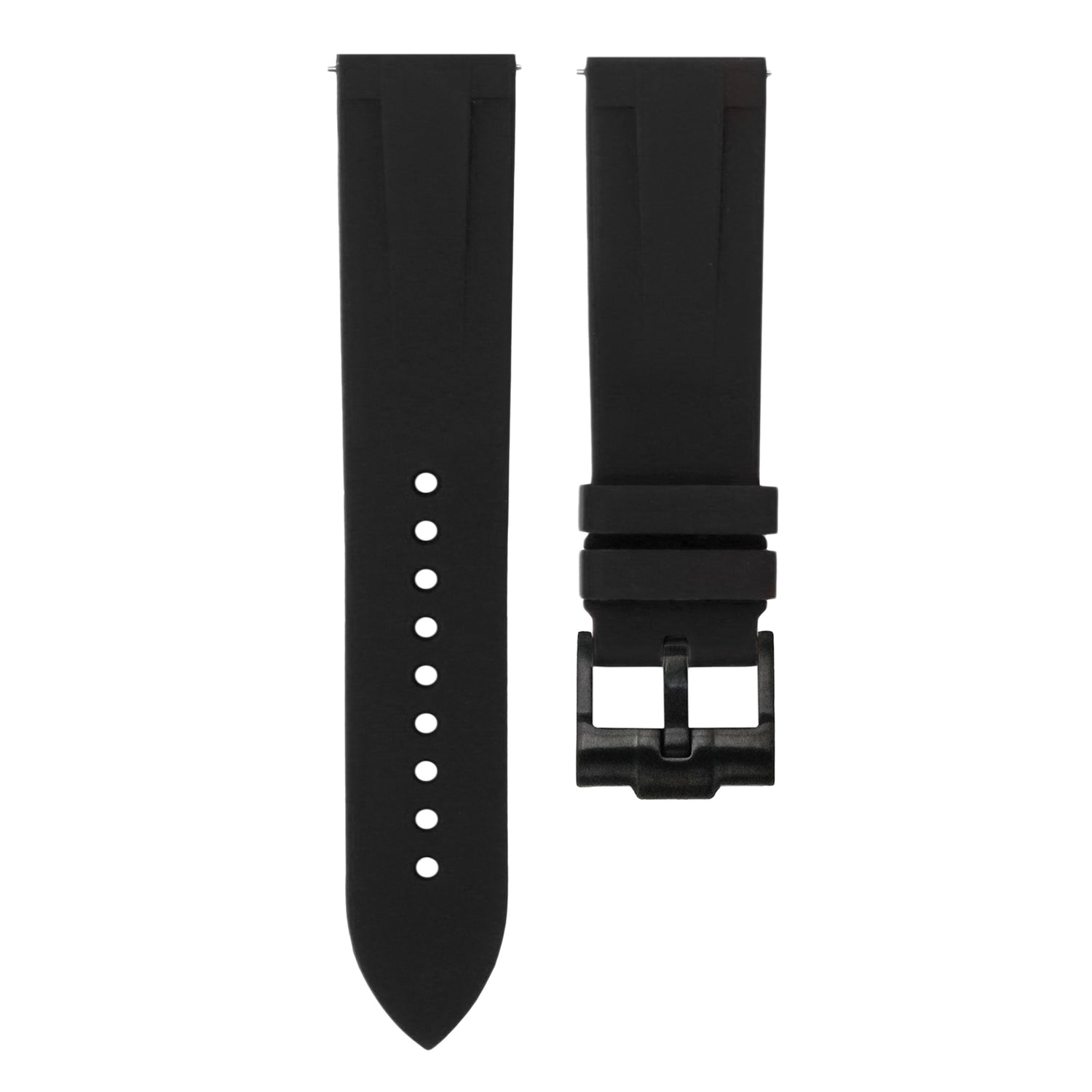 Tuxedo Black - Quick Release Rubber Watch Strap For Longines Spirit